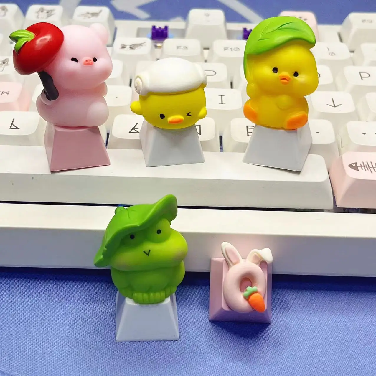 Cute cartoon animal frog keycaps DIY handmade personalized yellow duck mechanical keyboard dedicated PBT keycaps