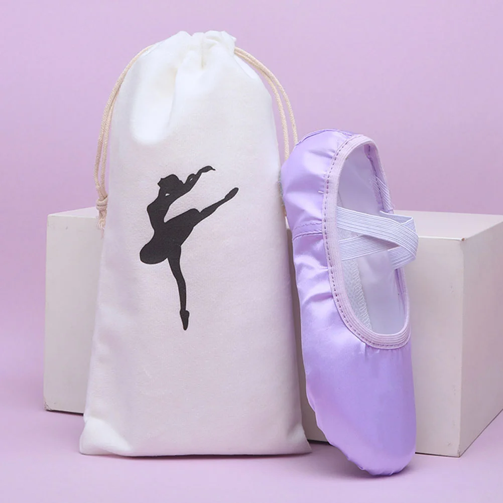 Bolsa de almacenamiento de zapatos de punta de Ballet con cordón de lona, accesorios de baile, zapatillas, patrón de bailarina negra, multifuncional, 4 Uds.