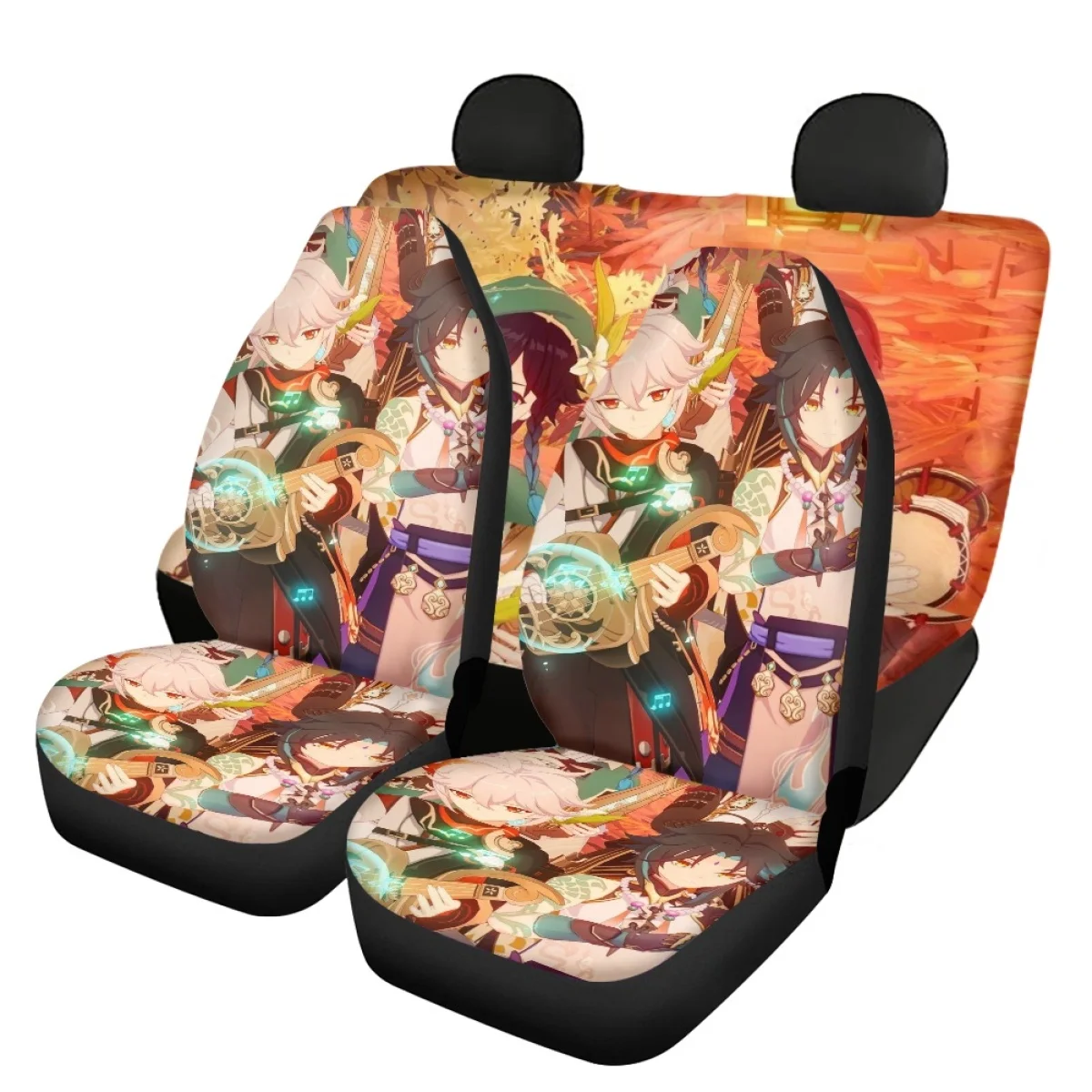 Anime Genshin Impact Character Front/Back Car Seat Covers Full Set Vehicle Seat Protect Interior Seat Covers Fit Most of SUV