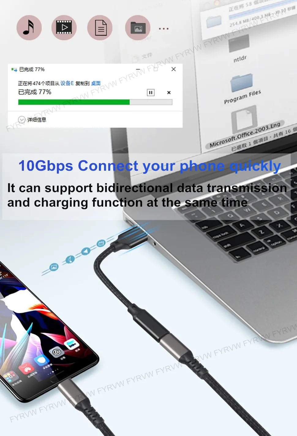 USB zu Typ C Buchse USB 3,2 10 Gbit/s bidirektion ales Kabel verlängern Daten übertragungs kabel SSD QC 3,0 Schnell ladung USB a zu USB c – Detail 4