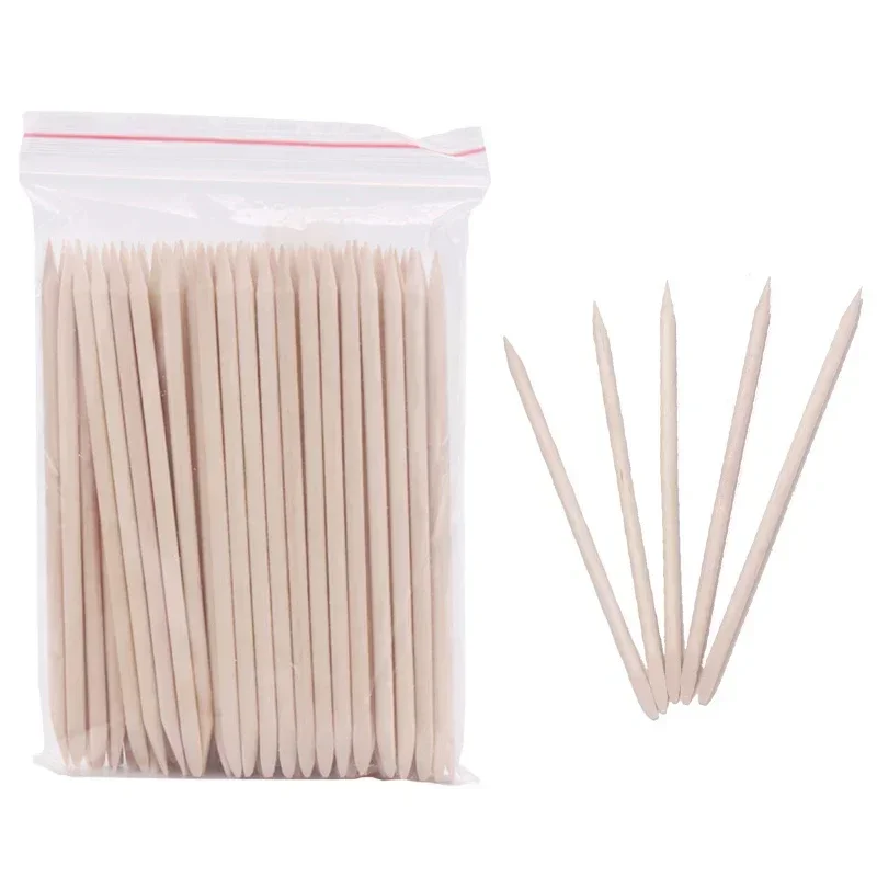 100Pcs Cuticle Pusher Nail Art Orange Wood Sticks Remover Manicure Pedicure Tool Natural Stick for Nail Art Tools