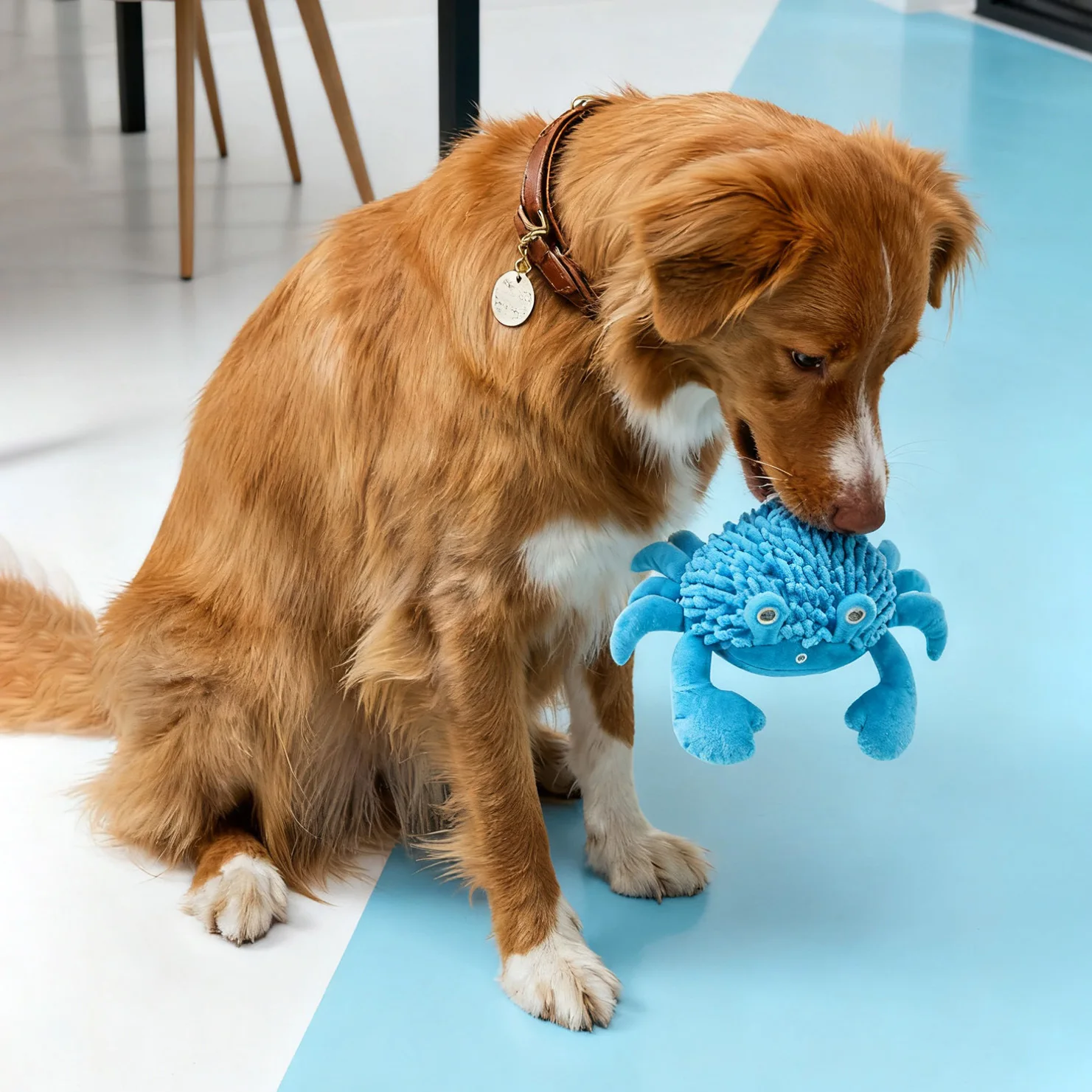 Plüsch-Krabben-Hundespielzeug – quietschendes interaktives Kauspielzeug zur Zahnreinigung, bissfestes Haustierspielzeug zur Linderung von Langeweile und Stress,