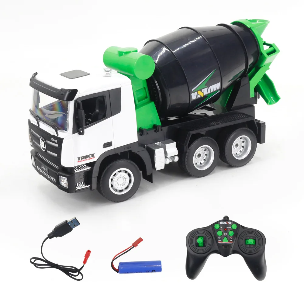 New Huina 9 Channel 1:18 Remote Control Dump Truck Simulation Engineering Car Remote Control Mixer Electric Toy Children'S Gift