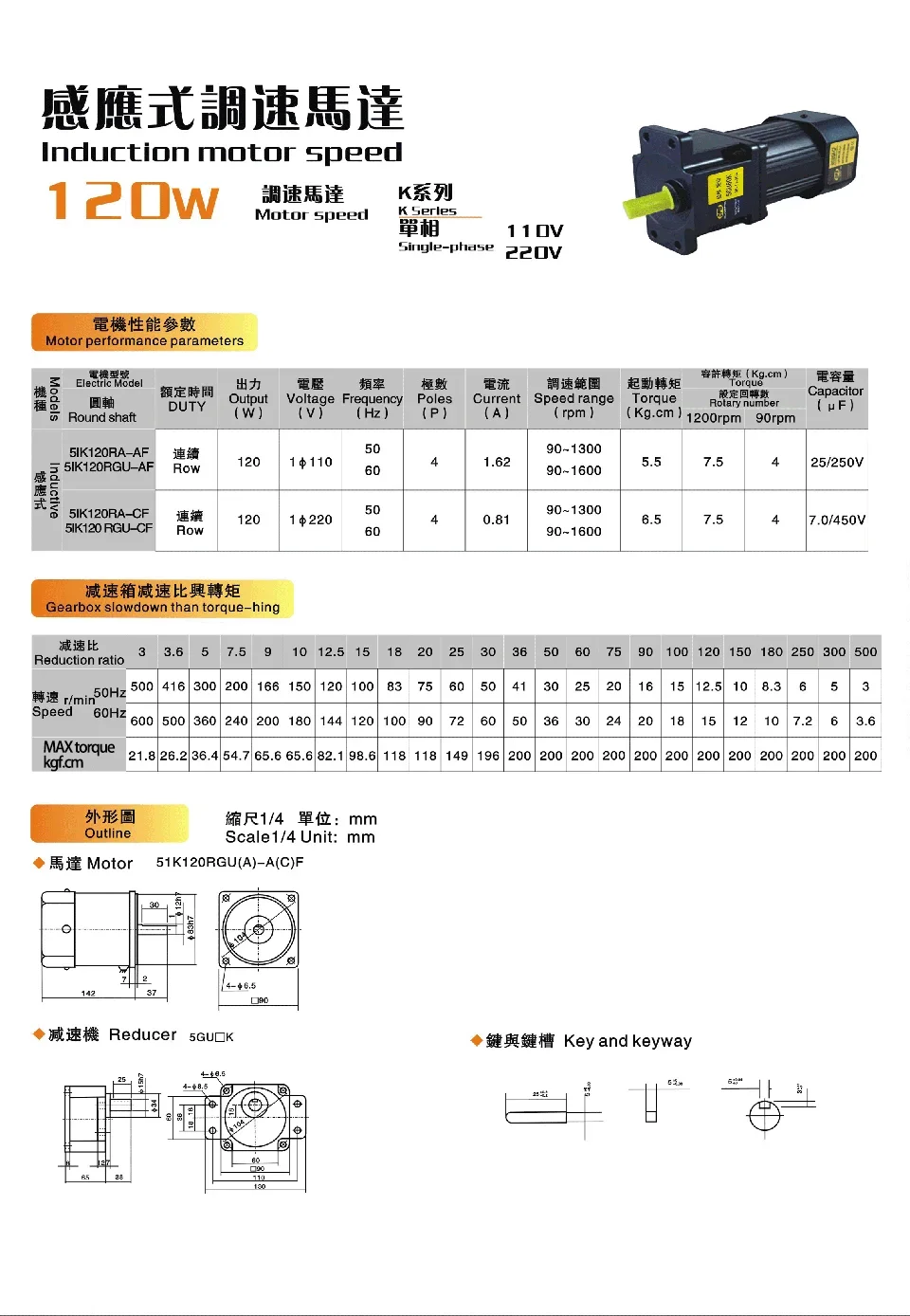 Imagem -05 - Motor de Velocidade Fixa Reforçado com Orelhas 5ik120gu-cf Alto Torque Motor Assíncrono Diâmetro do Eixo 15 mm 120w 220v