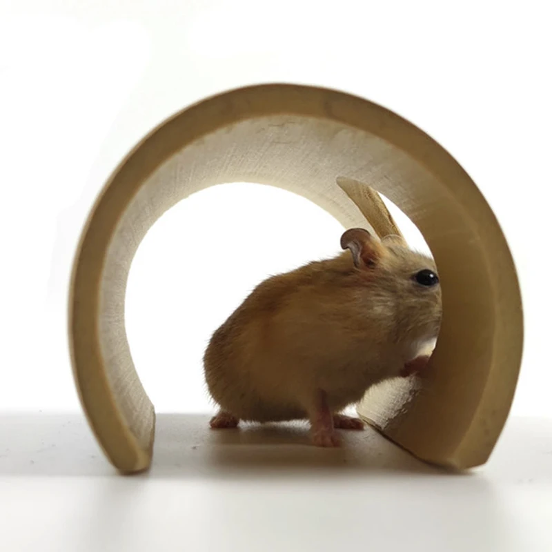 Natural Bamboo Hamster Tunnel Toy Landscaping Golden Bear Guinea Pig Toy Tree Hole Shelter Small Animals pets Toys