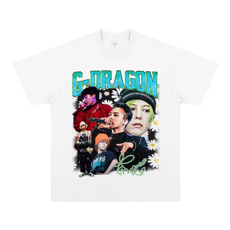 G Dragon T Shirt Fashion Hip Hop G-DRAGON Print T-shirt Kpop GD POWER Übermensch Tops Men Women Summer Cotton Short Sleeve Tee view 5