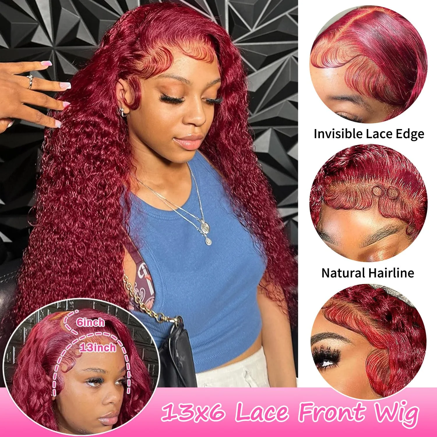 HD Transparent Lace 99J Deep Wave Lace Frontal Wig 200 Density 13x4 13x6 Full Frontal Lace Wigs Burgundy Colored Human Hair Wig
