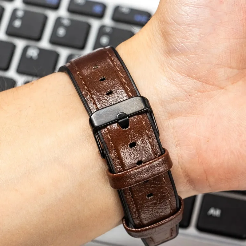 삼성 갤럭시 워치 7 6 5 4 40/44mm 6클래식 기어 S3 밴드용 20mm 22mm 가죽 실리콘 스트랩 화웨이 GT4 얼티밋 팔찌용