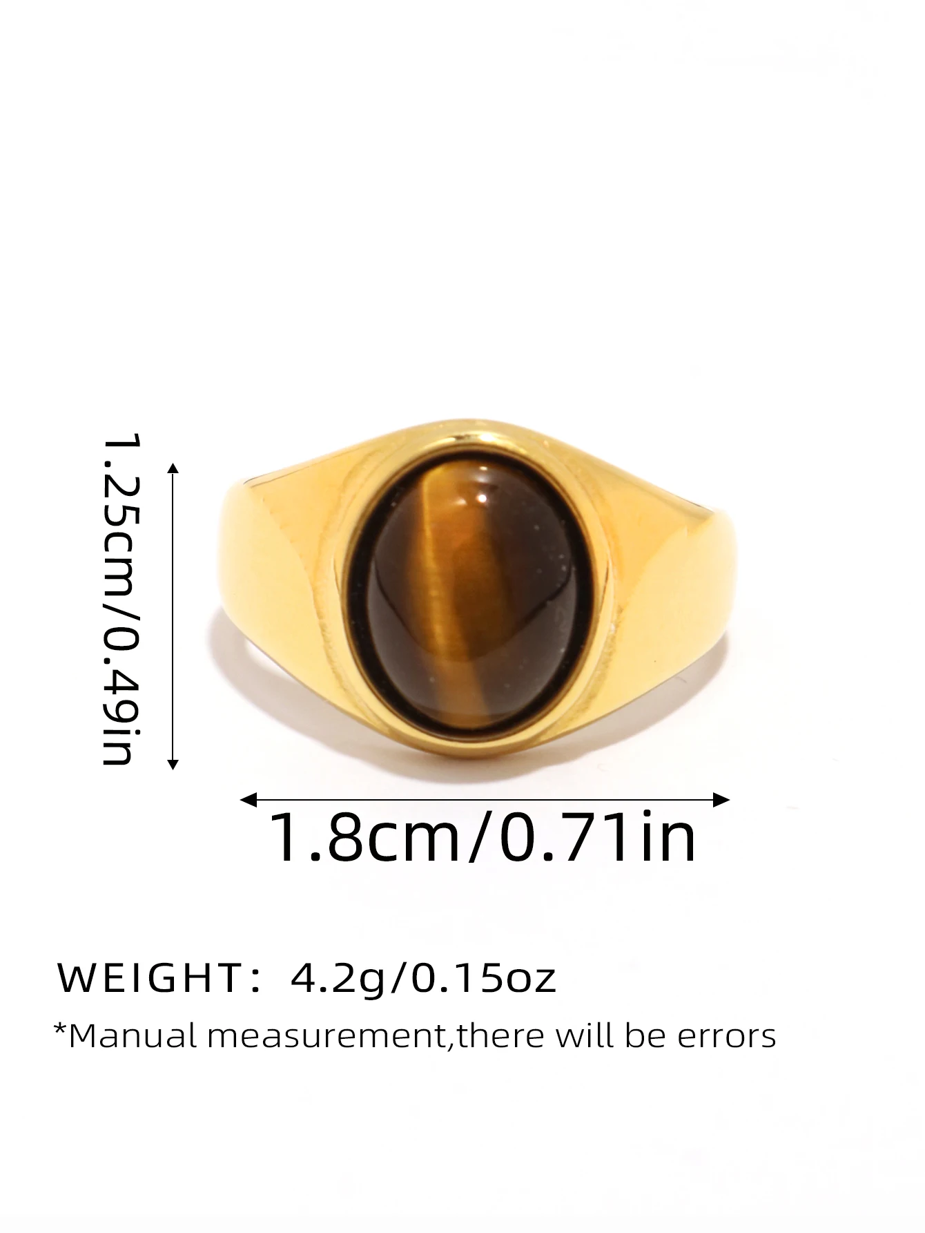 New Waterproof Natural Stone Ring for Women Vintage Gold Color Tiger Stone Rings Adjustable Women Female Chunky Jewelry Gifts
