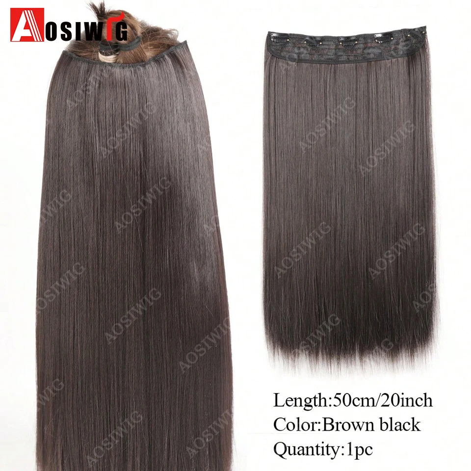 Synthetic Long Straight Clip In Hair Extensions