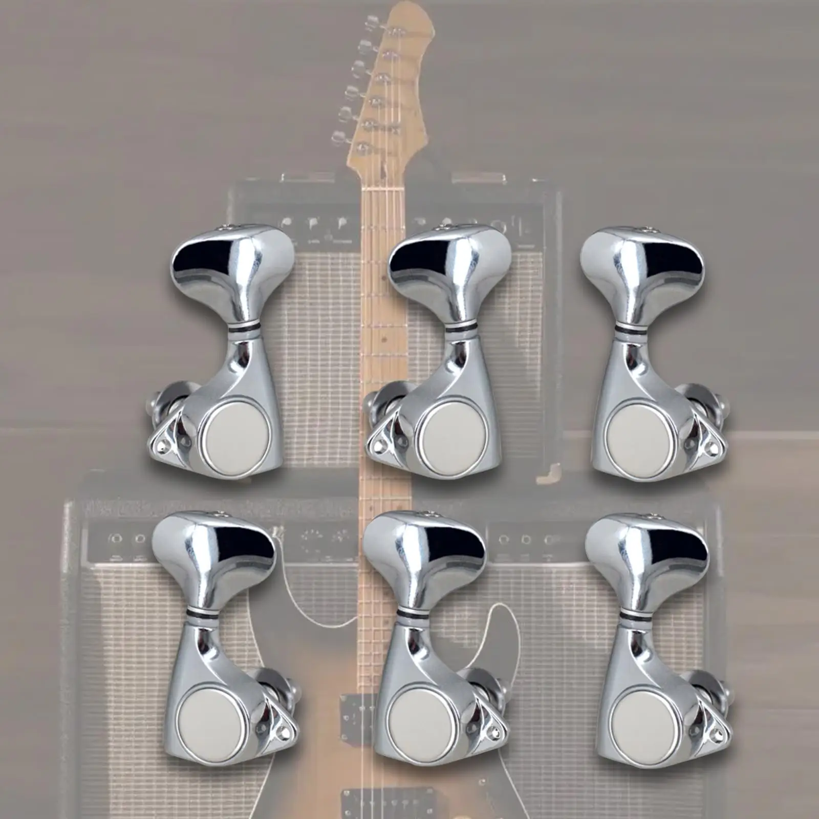 6 clavijas de afinación de guitarra 2L y 4R 1:18 Juego de afinadores de bloqueo de repuesto para acústica
