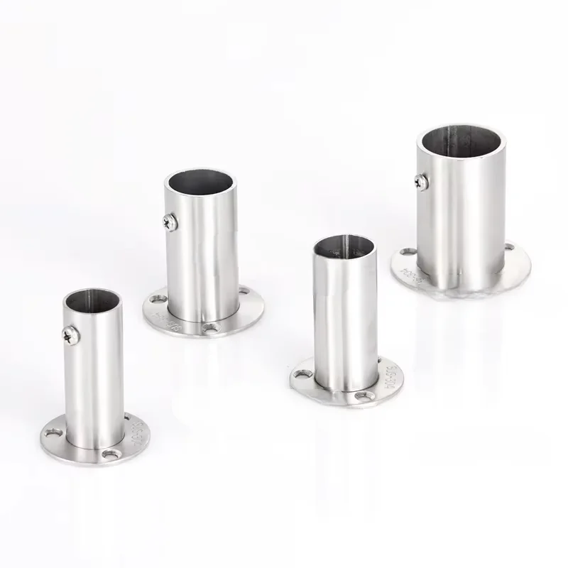 2Pcs 304 Stainless Steel 60mm 80mm High Tall Flange Holder Bracket Closet Rod Wall Floor 19mm 22mm 25mm 32mm Tube