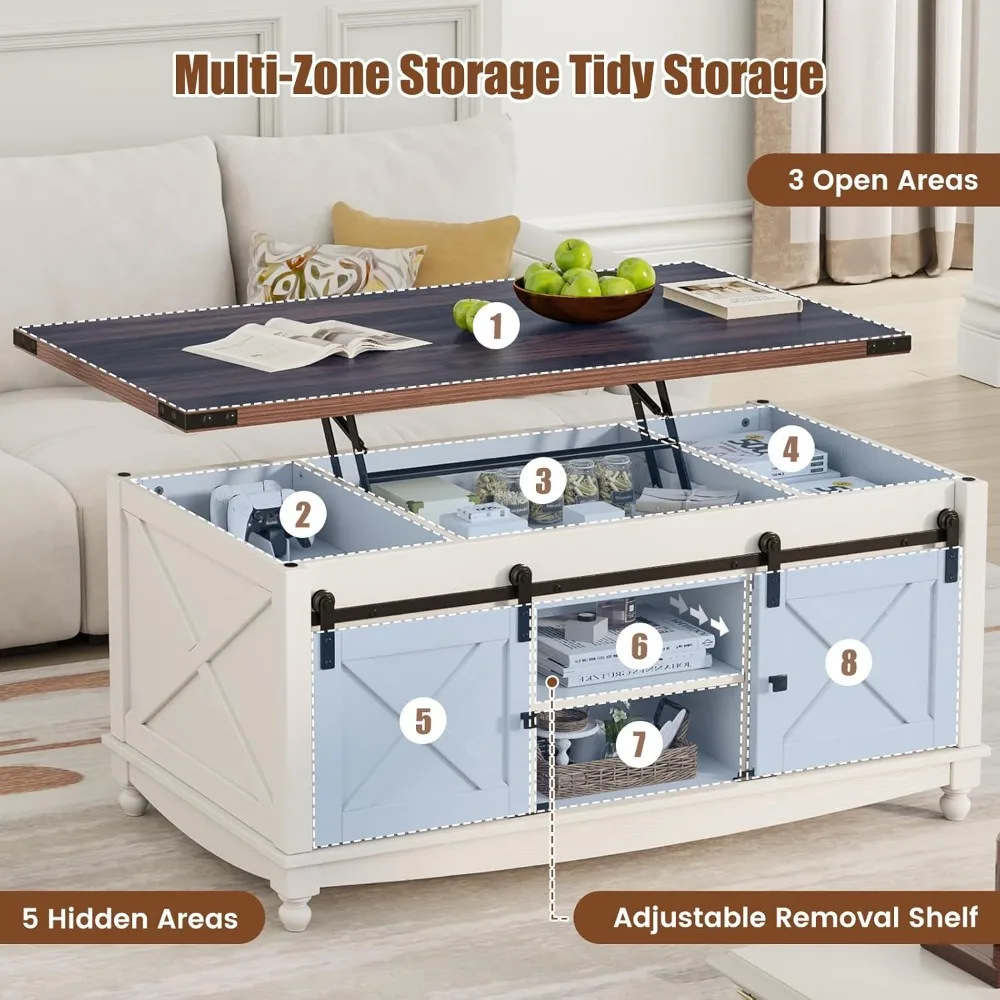 48" Couchtisch Farmhouse Lift Top Table mit Lift Top Storage Couchtisch