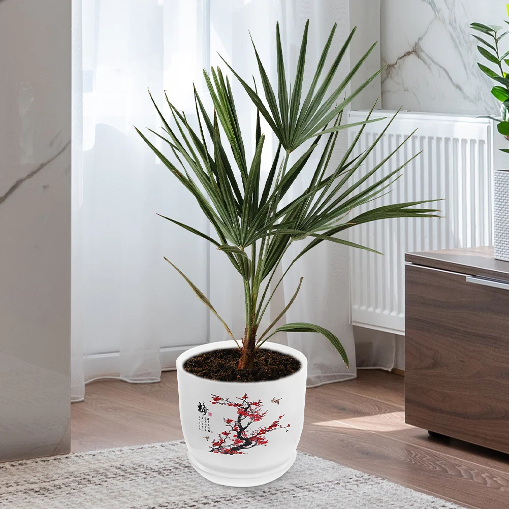 1Set Pot Tanaman Resin untuk Sukulen dengan Lubang Drainase, Nampan, Dekorasi untuk Rumah, Taman, Balkon, Indoor dan Outdoor