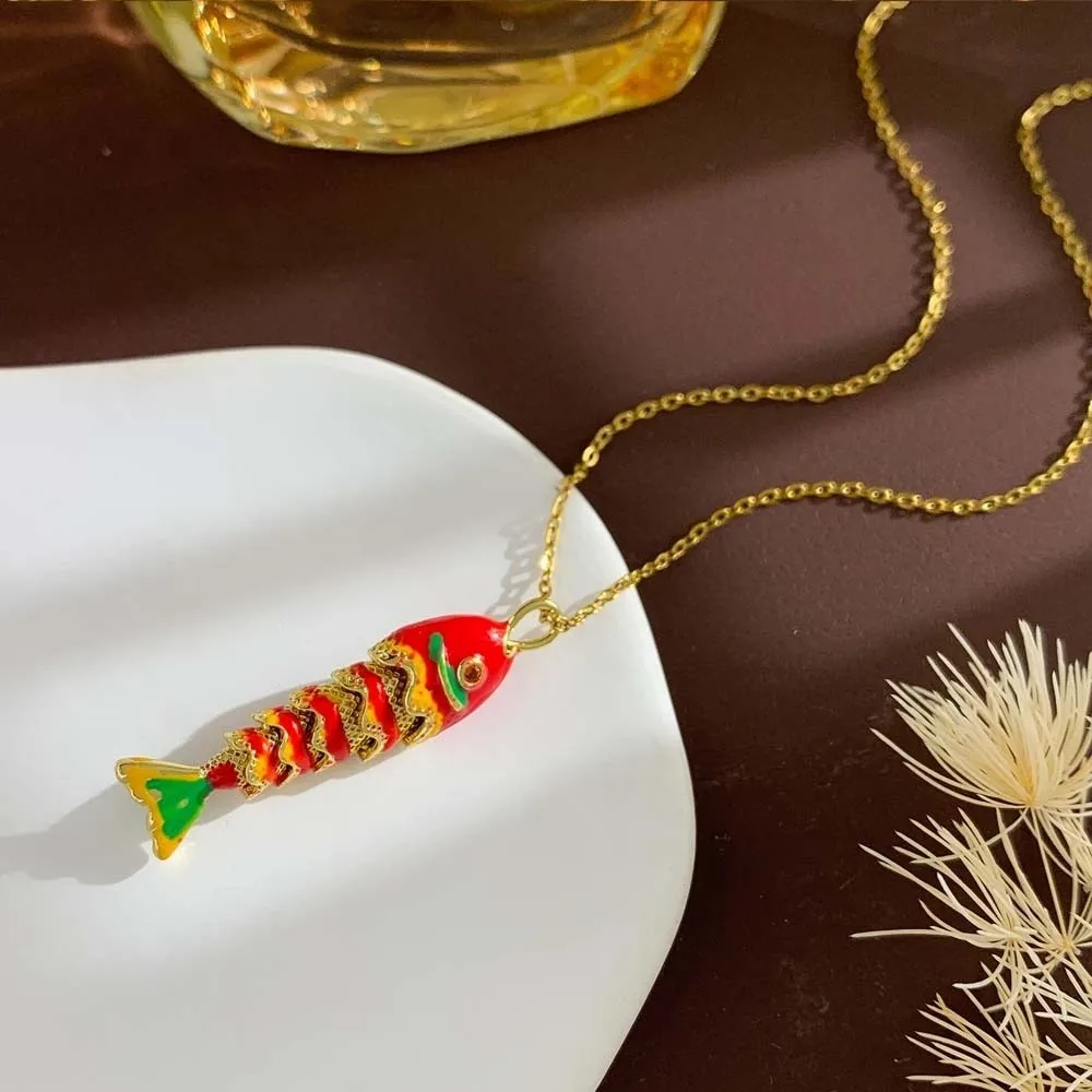 Carp Plated Enamel Fish Charms 3D Jewelry Accessories Movable Mini Metal Fish DIY Pendants Waterproof Brass Colorful Small Koi view 4
