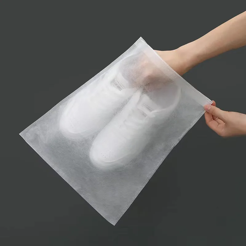 10Pcs/Set Non Woven Fabric Dustproof Drawstring Transparent Storage Travel Dry Shoe Bag Protective Cover Classified Storage