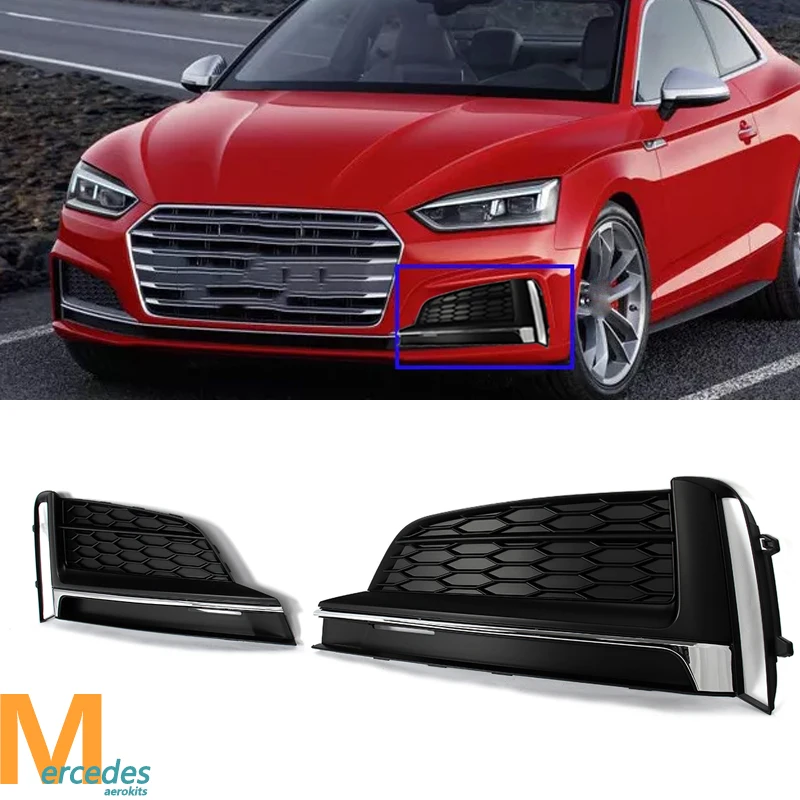 

8W6807681F 8W6807682F Передний бампер, противотуманная фара, решетка, крышка для Audi A5 S5 2018 2019, нижняя решетка бампера Magickit