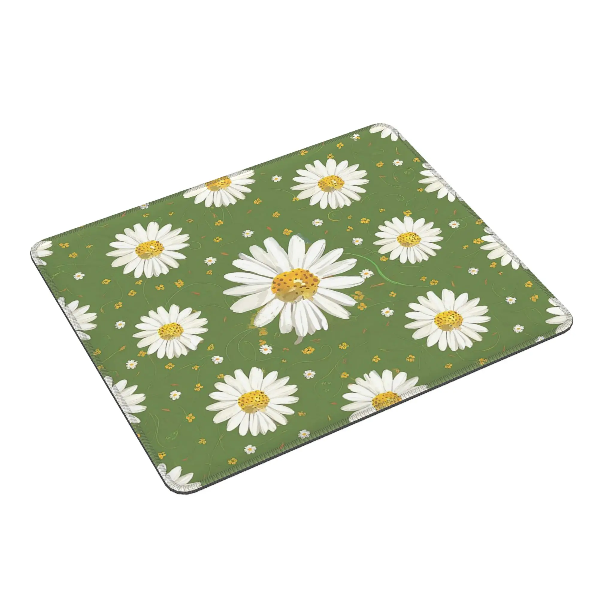 Adorable Daisy In Green Background Mouse Pad Computer Keyboard Mouse Mat Gamer PC Laptop Desk Mat Office Accessories Table Mats
