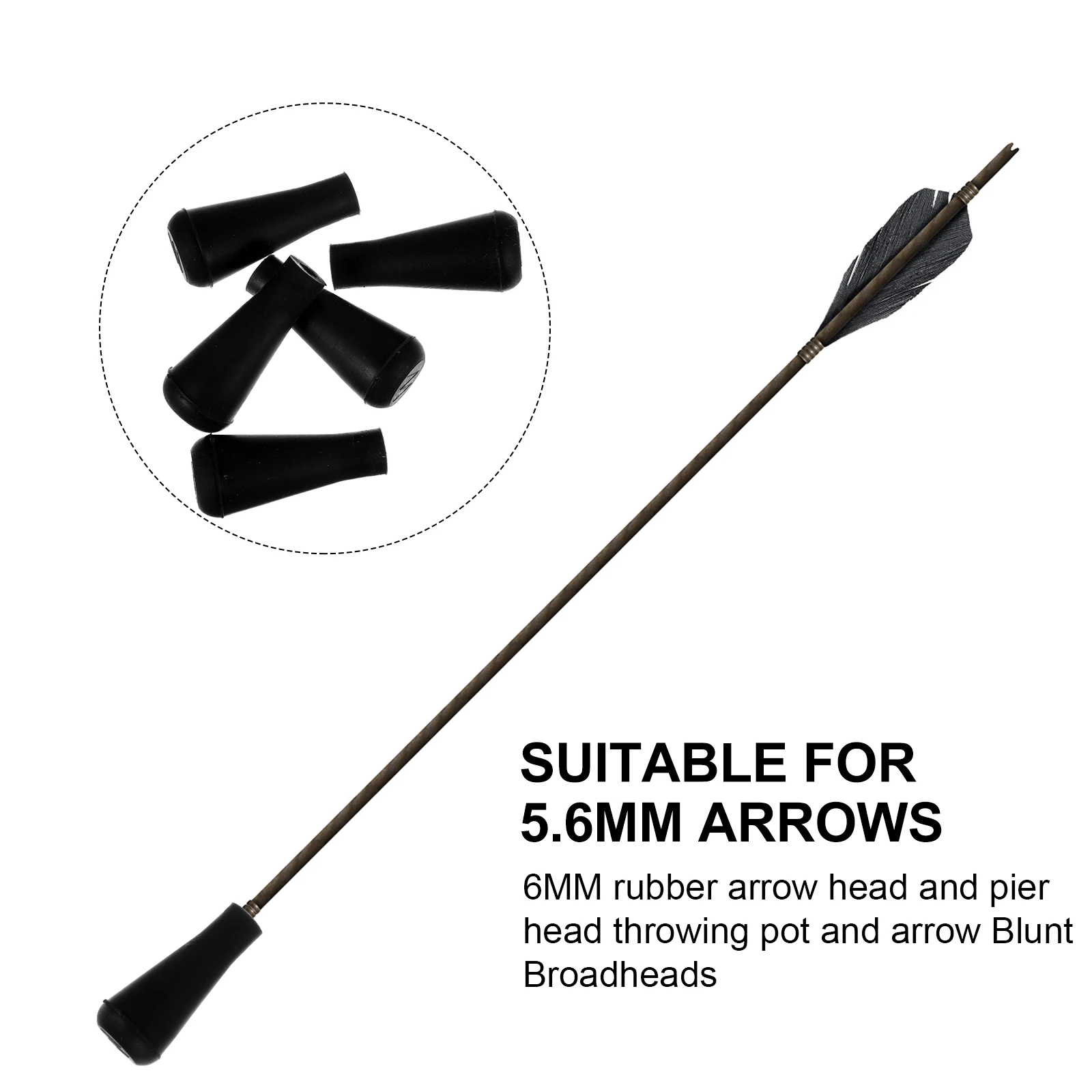 Substituição Borracha Broadhead Blunt Seta para Esportes, Ponto Blunt, Archery Broadheads Prática, 6mm