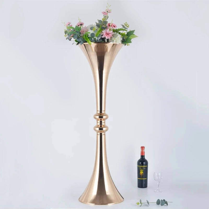 

European White Gold Flower Vase Party Wedding Table Centerpieces Flowers Stand Event Party Road Lead Home Decoration Vases10pcs