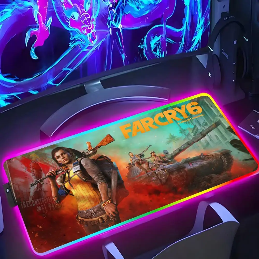 

Game Far Cry 6 Mouse Pad RGB Luminous 900X400mm Large Table Mat Non-slip Extra Large Game Office Mouse Pad