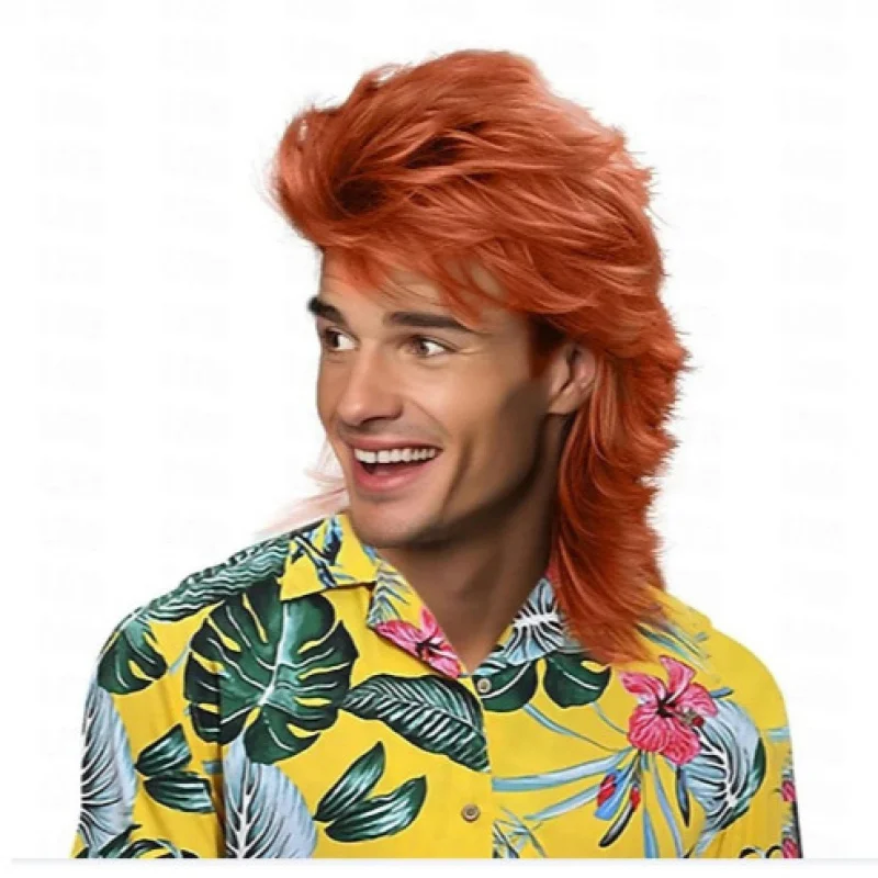 

European and American Men's Mullet Wig 70s 80s Rock Style Synthetic Full Wig