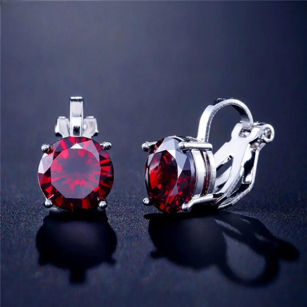 Trendy Round Cubic Zirconia Copper Clip Earrings For Women Gold Color Crystal Metal Earring Party Wedding Daily Jewelry