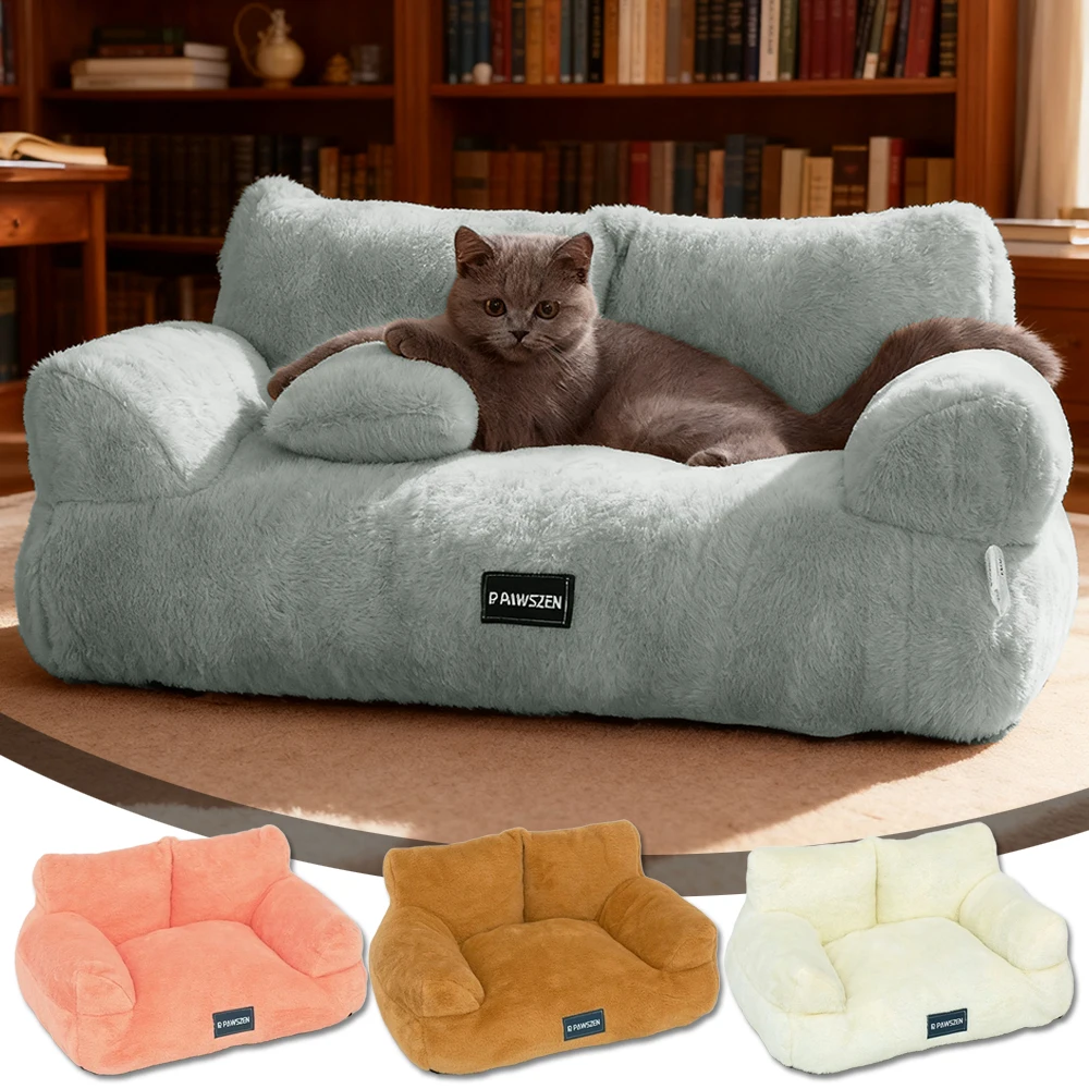 

Winter Warm Luxury Cat Bed Sofa Plush Soft Pet Bed for Small Medium Dog Cat Comfortable Plush Puppy Sofa Pet Supplies Dog Nest
