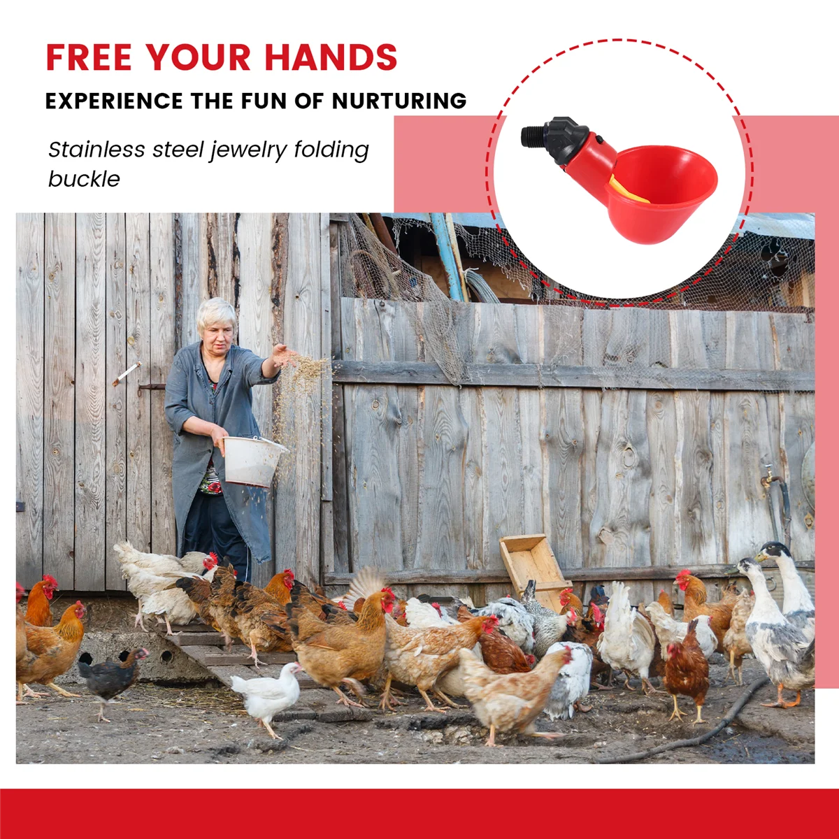 AT77 Chicken Waterer Cups, Chicken Waterer Feeder Tee Fittings, Automatic Chicken Waterer for Chicken Ducks Quail 6Pcs