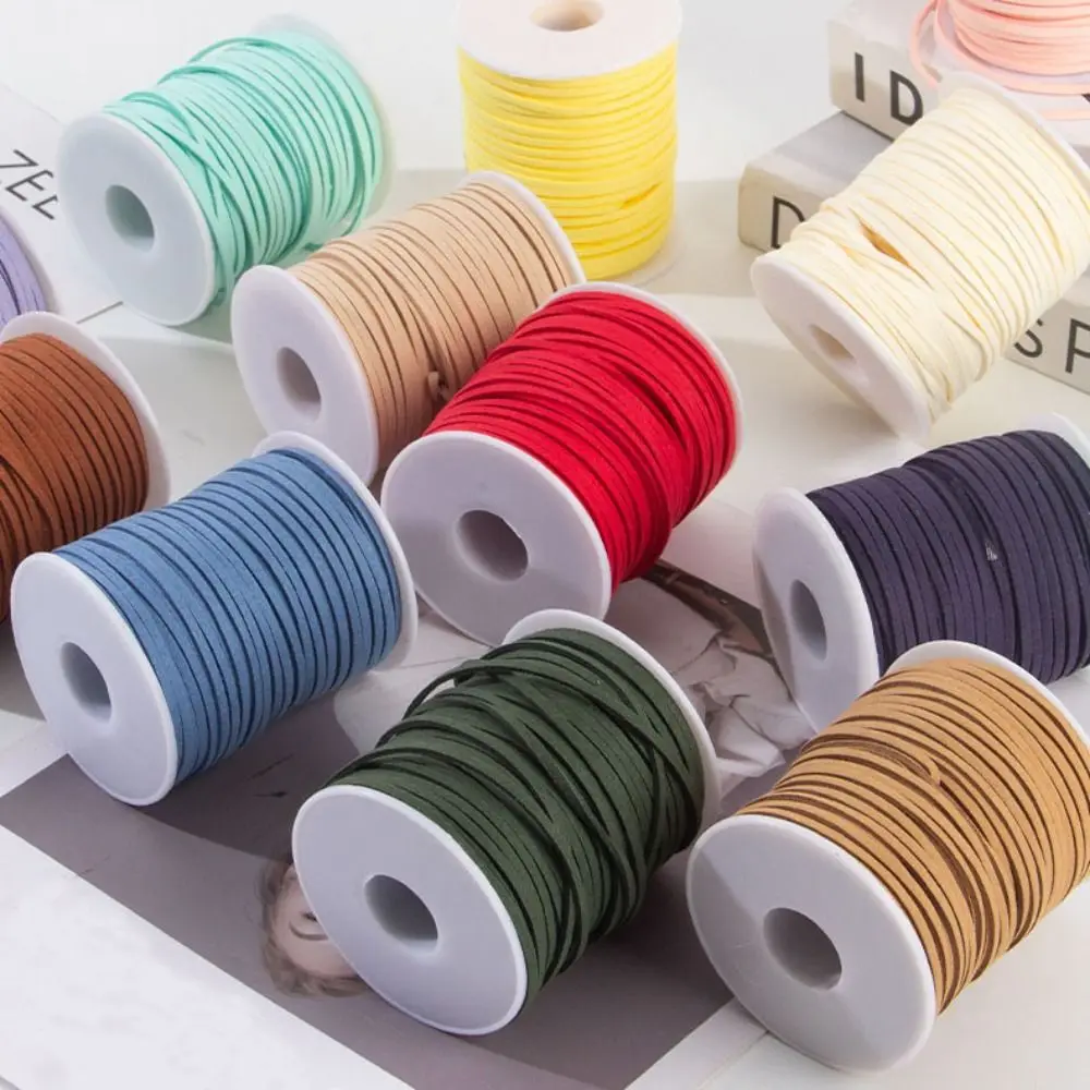 

New 50yards Faux Suede Braided Cord 3mm Flat Belt Leather Rope Multiple Colors DIY Handmade Rope