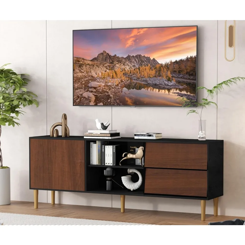 

TV Stands for Living Room and Console Table, Entertainment Center with Storage and Drawers, Mid Century Modern TV Stand