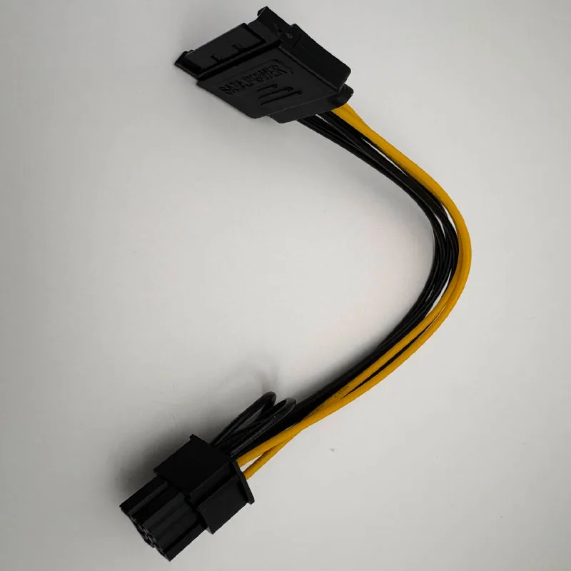 Dual SATA 15pin to 8pin Graphic Card Power Adapter Cable 20cm PCIE SATA Power Supply Cable 8p to SATA for Bitcoin Miner Mining