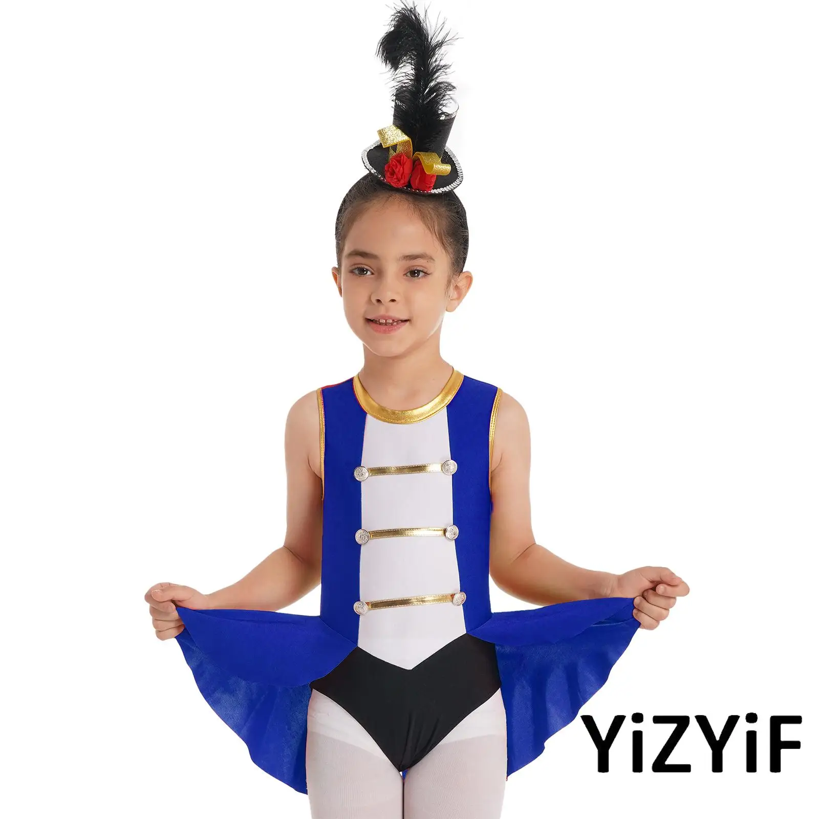 

Circus Jumpsuit for Girls with Vintage Buttons And Hollow Out Back Design Ringmaster Costume for Themed Parties And Performances