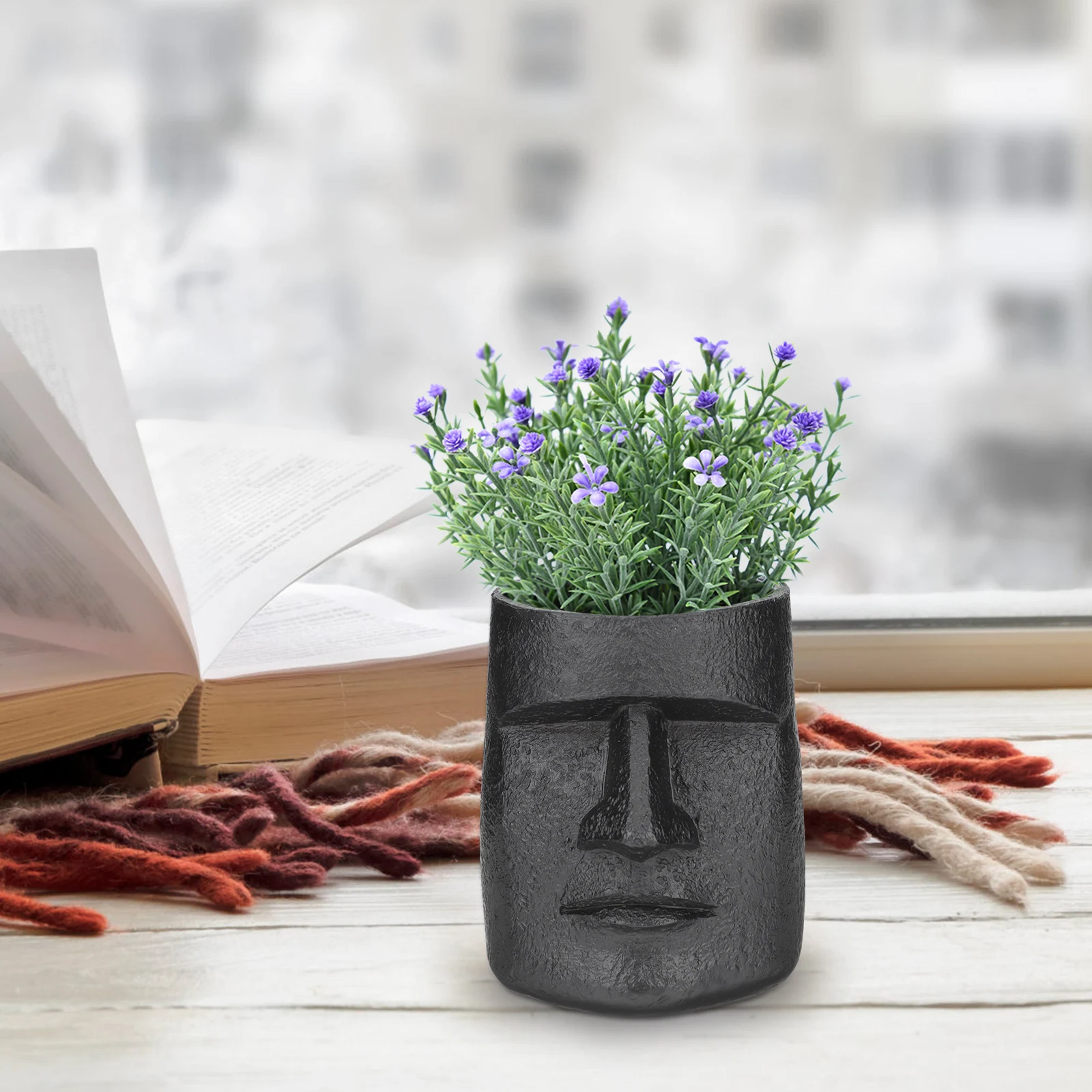 Doniczka z żywicy w kształcie twarzy, dekoracyjna doniczka do wnętrz, na balkon, do ogrodu, prezent na Wielkanoc, do użytku domowego.