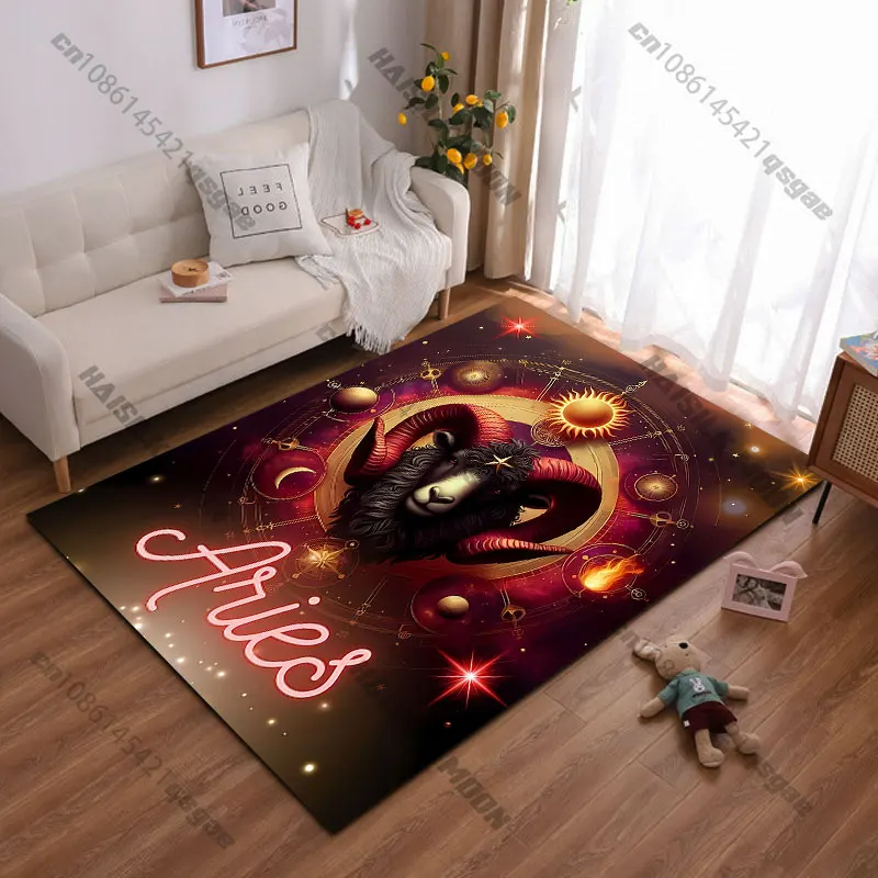 Alfombra con símbolo de Aries de astrología, alfombra para yoga, decoración para sala de estar, alfombra para gatear para niños, alfombra para juegos
