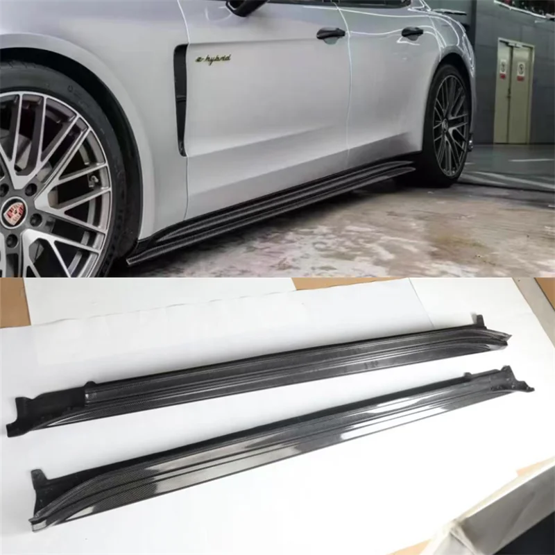 

For Porsche Panamera 971 ReaI Dry Carbon Fiber Side Skirts Extensions Lips Spoiler Body Kit