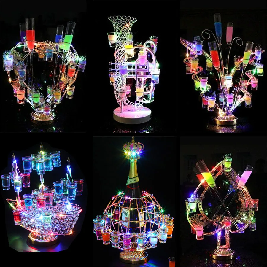 Rechargeable Cocktail Glass Display Stand LED Cup Stand VIP Service Shot Glass Glorifier Display Rack Wine Glass Holder