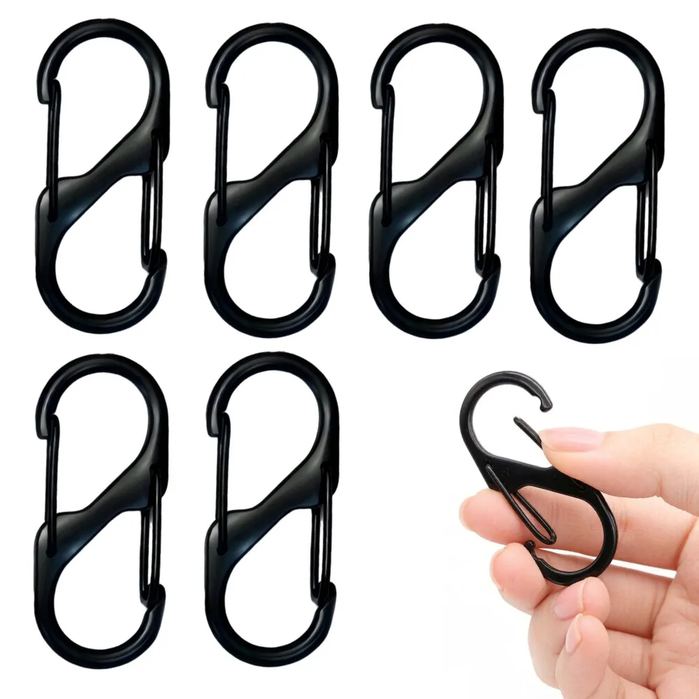 2-60 PCS Multifunctional S-shaped Carabiner 8-shaped Two-way Backpack Hook Keychain Hanging Alloy Buckle Practical accessories