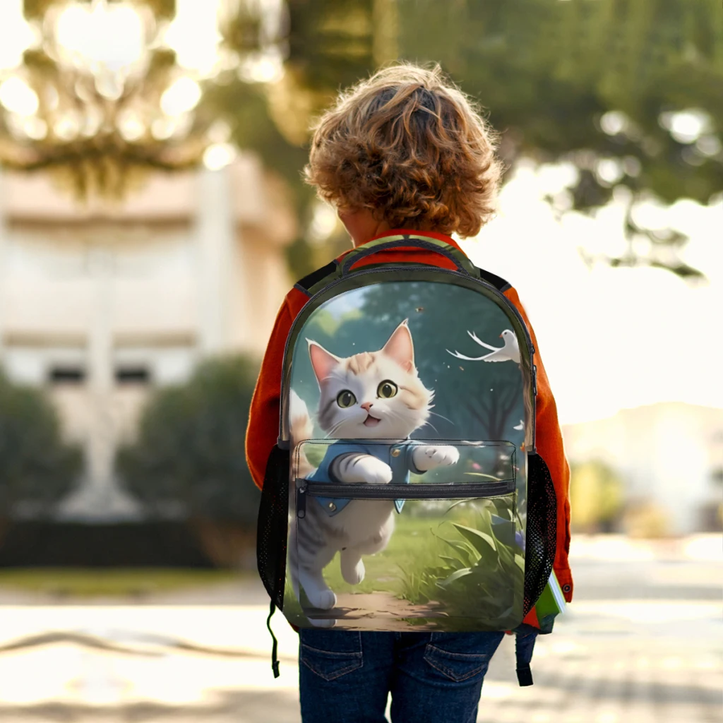 A cute cat in the garden New Female Fashion High Waterproof College Backpack Laptop Travel Book Bag 17inch