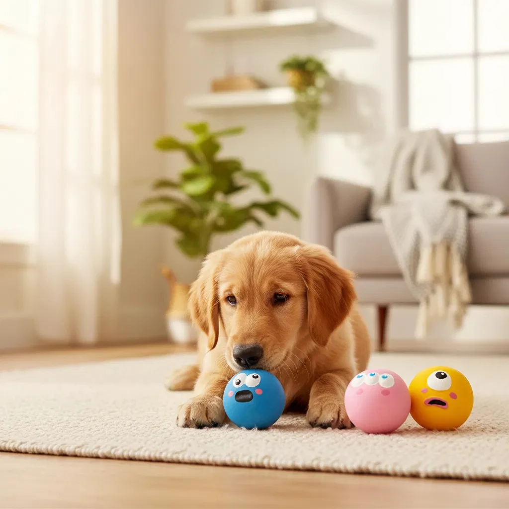 Quietschspielzeug für Haustiere, Hundeballspielzeug, Kau-Gummiball zur Zahnreinigung, Hundekau-Spielzeug für Hunde, bissfest, mit Sound, Haustierbedarf