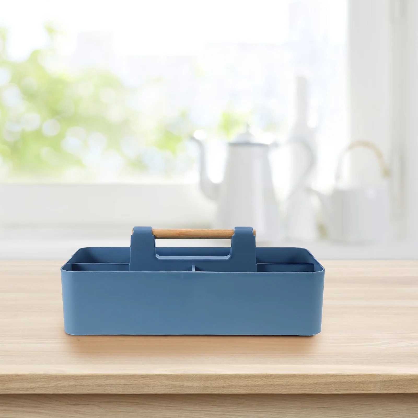 

1pcs Snack Box Container Large Capacity With Handle Pp Wood Material Desktop Organizer For Candy Makeup Office Supplies Home