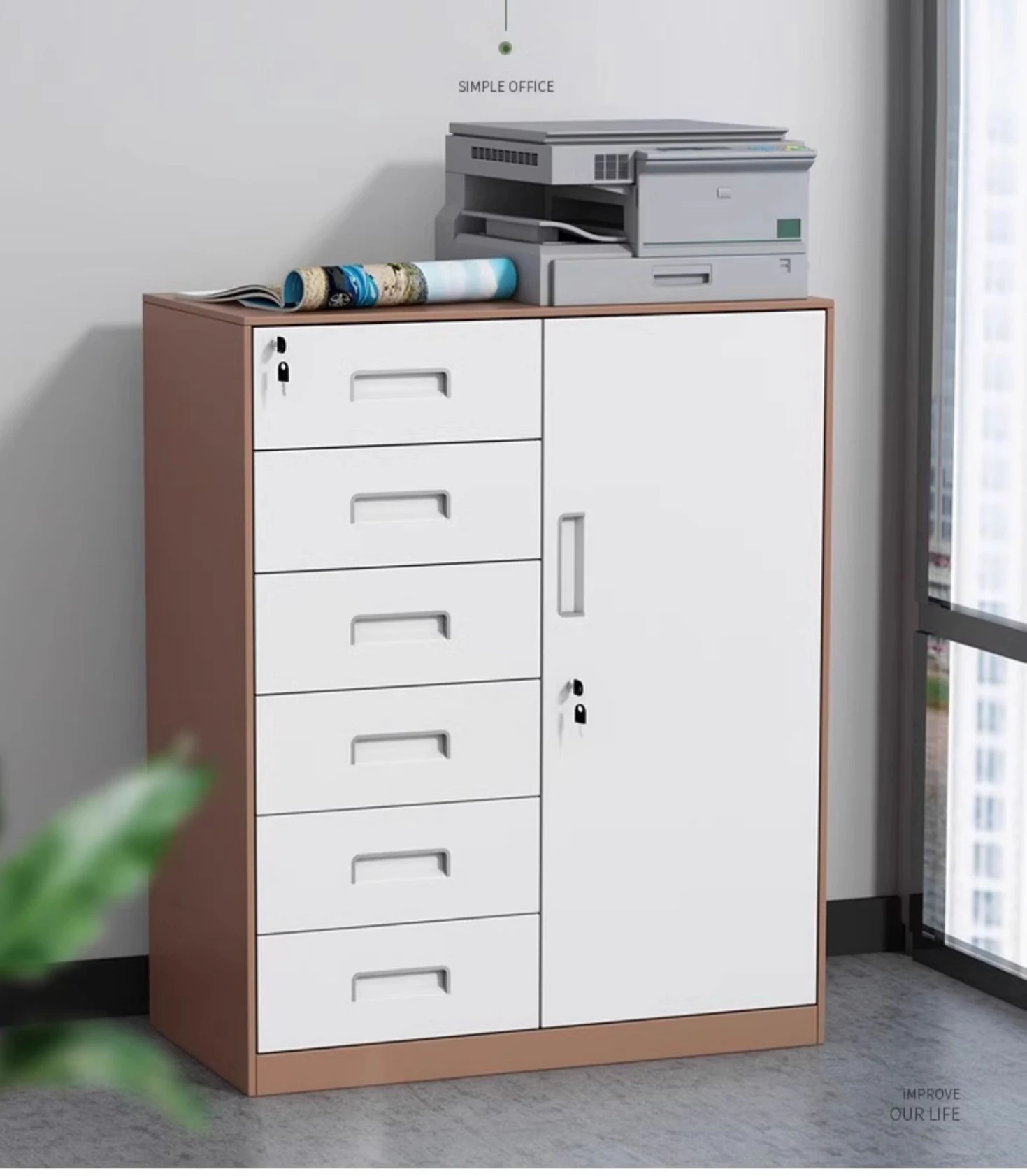 Office filing cabinet, metal sheet, household low cabinet, tool storage, drawer with lock, and miscellaneous storage