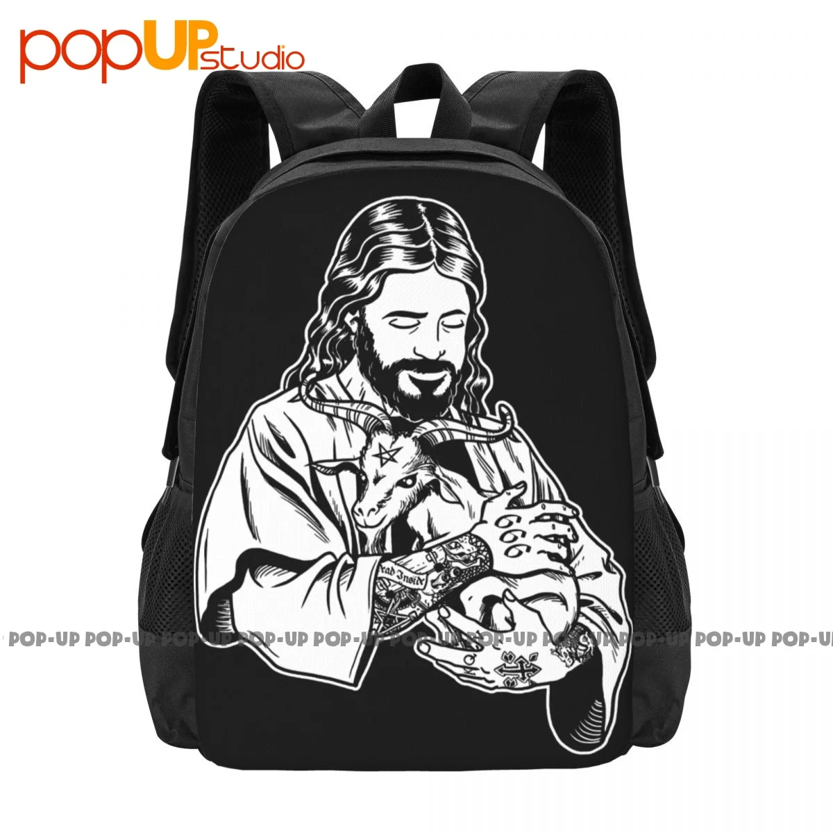 Blackcraft Jesus Loves Satan Baphomet Goat Backpack Large Capacity Hot Schoolbag Storage Bag Bags For Travel