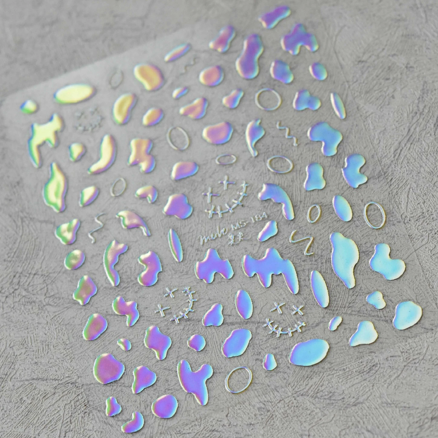 1 Sheet 5D Realistic Gold Stamping Laser Silver Irregular Circle Spot Block Adhesive Nail Art Stickers Decals Manicure Charms