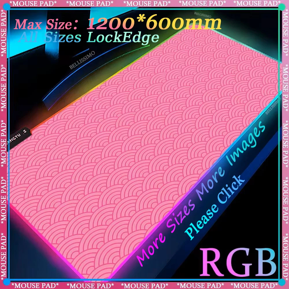 

Pink oversized game RGB color mouse pads XXL keyboard game computer pad LED desktop luminous table pad Japanese keyboard pad