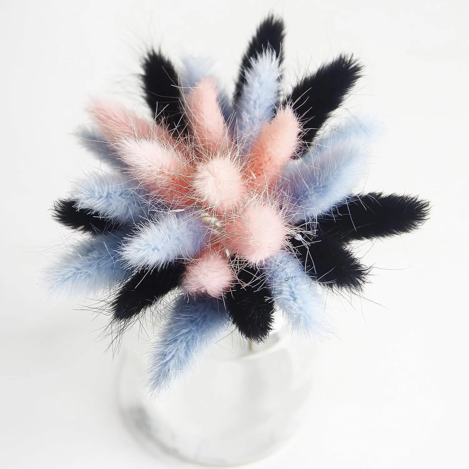 120 peças decoração de grama de pampas seca azul, pompãs florais de 17 polegadas, flores secas para decoração, grama de pampas em massa alta