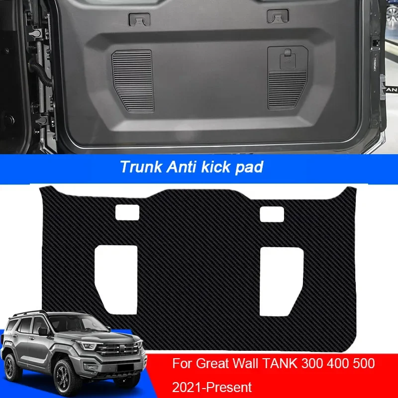 Car PU Leather Mat Anti-kick Cushion Trunk Weather Dustproof Tailgate Sticker AccessoryFor Great Wall TANK 300 400 500 2021-2025