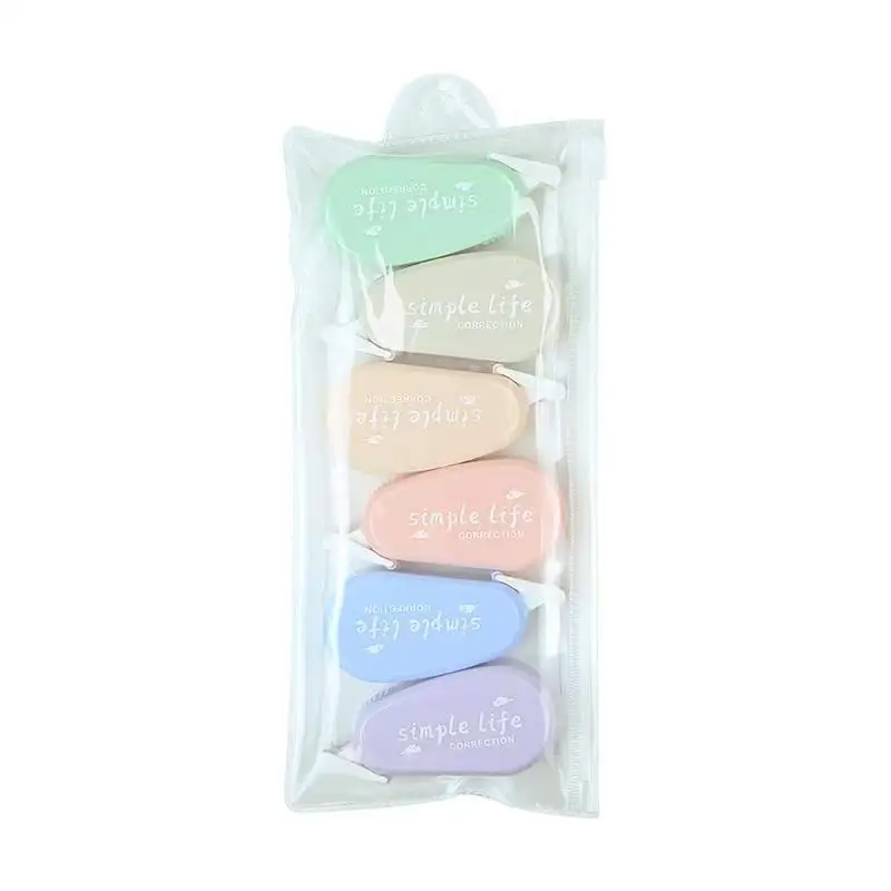 6pcs Correction with Morandi Mini Cute Transparent Correction Set Creative Portable Paint