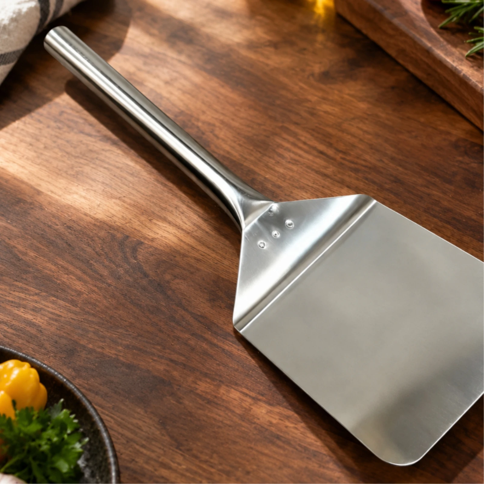 Stainless Steel Spatula Polished Mirror Finish Metal Spatula with Riveted Handle Stainless Steel Turner Professional Quality
