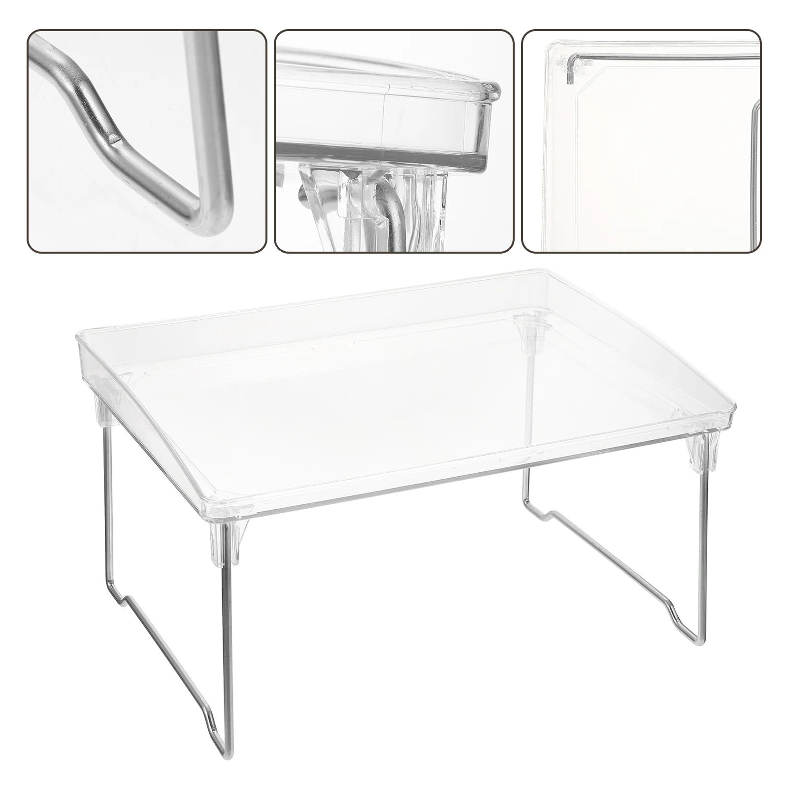 

Folding Transparent Storage Rack Desktop Makeup Organizer Countertop Heightened Shelf Multi-Purpose Cosmetics Holder for Home